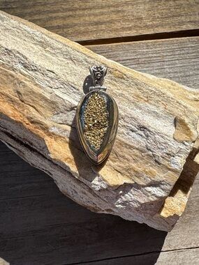 Sterling Silver Pendant with Gold Druzy